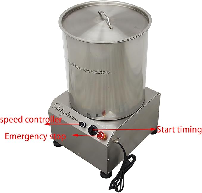 Commercial 110V Electric Salad Spinner Stainless Steel Electric Salad Spin Dryer for Vegetables Fruits Soy Milk Large Capacity for Carteens & Restaurant 0.75KW