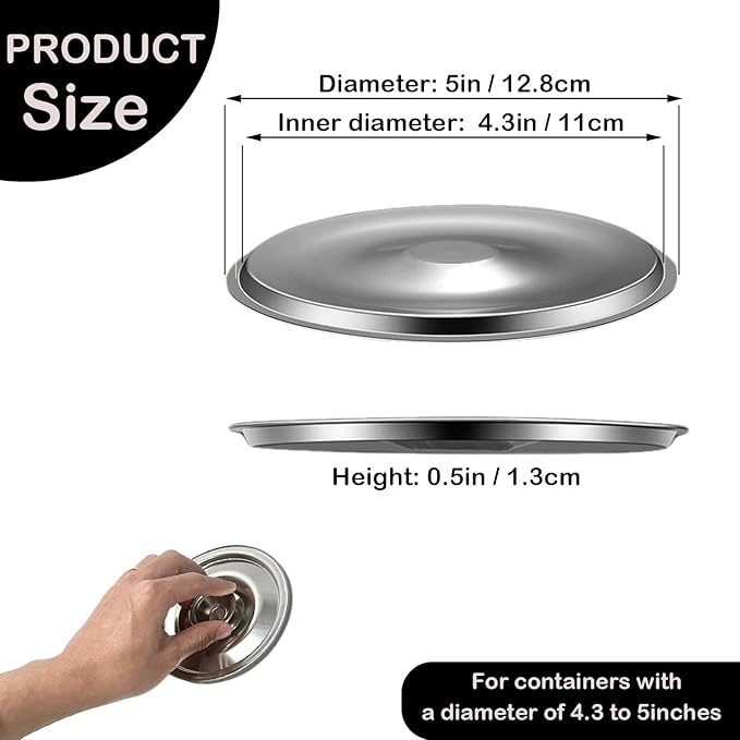 Universal Lid, 2Pcs Stainless Steel Cover Bowl 4.7Inch Mini Pan Lid Milk Pot Lid Cookware Lid Replacement Accessories for Skillets Frying Pans, 12cm