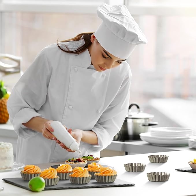 Tessco 16 Pieces Mini Tart Pans with Removable Bottom Nonstick Quiche Mini Pie Tart Pans Bakeware Mold Fluted Side for Pies(Gold Round,4 Inch)