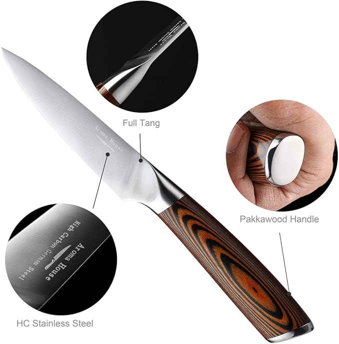 Paring Knife 4 inch - Paring Knives Best Small Kitchen Knife Fruit Knife,German High Carbon Stainless Steel Ultra Sharp Peeling Knife with Ergonomic Handle