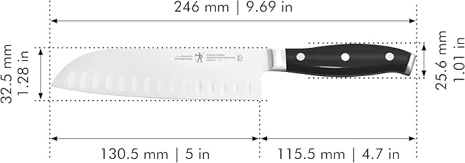 Henckels Forged Premio Hollow Edge Santoku Knife, 5 inch, Black/Stainless Steel