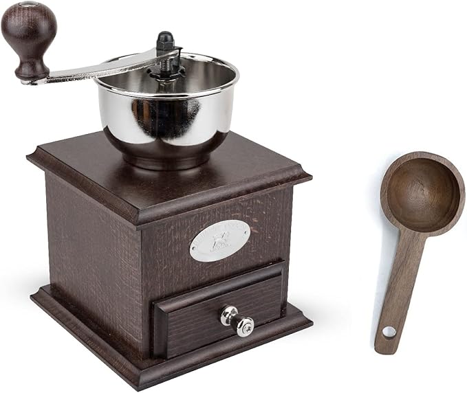 Peugeot Bresil Walnut Coffee Mill, 8.75 W/Wooden Spice Scoop