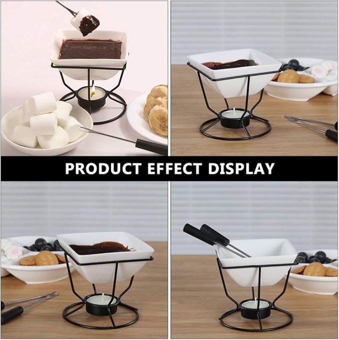 YARNOW 1 Set of Ceramic Butter Warmer Fondue Pot with Tealight Candle Chocolate Melt Pot Butter Cheese Melt Hot Pot for Cheese Chocolate