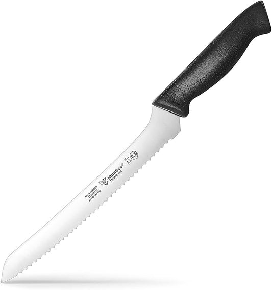 10 Inch Cuisine Pro Serrated Bread Knife, Premium Stainless Steel Wave Edge Razor Sharp Blade Knife for Bread, Dishwasher Safe, NSF Certified, Black