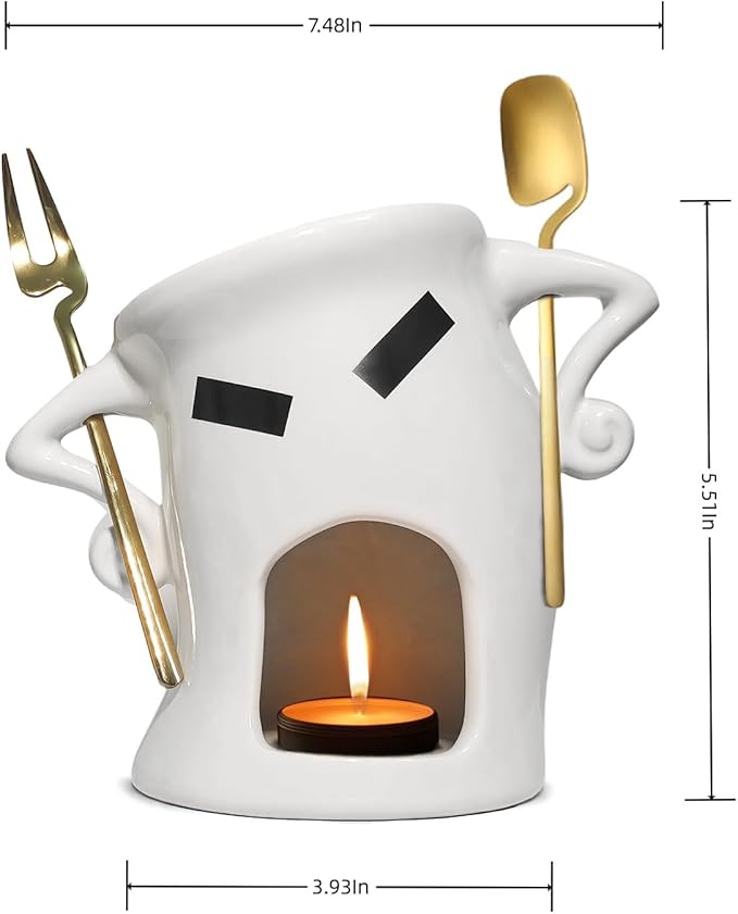 Chocolate Fondue Mug With Attitude, Cheese, Candy Mini Ceramic Fondue Mugs Gift Set with 1 Forks & 1 Scoop - Sweet Fondue Cup Set for Gifts Parties Cozy Nights