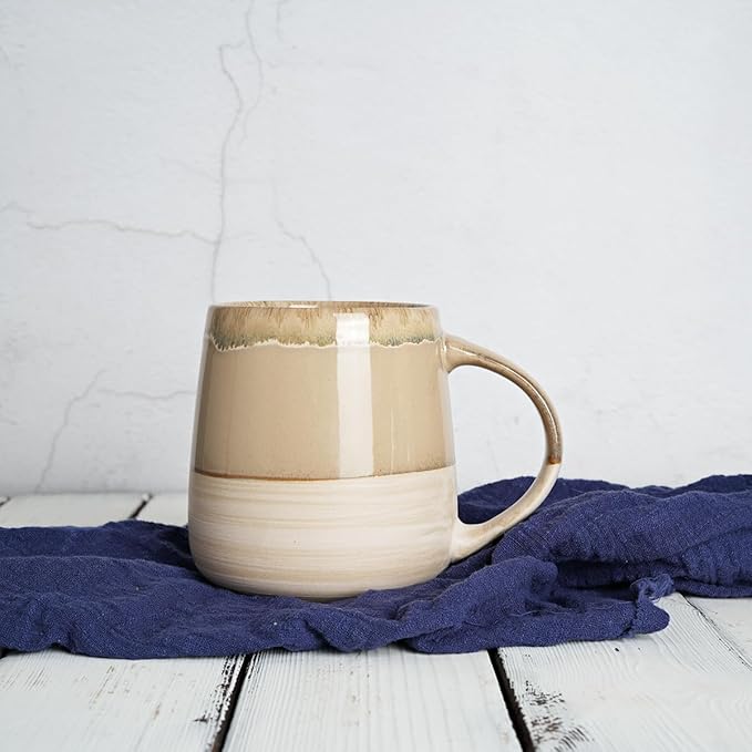 Bosmarlin Extra Large Ceramic Coffee Mug, 23 Oz, Dishwasher and Microwave Safe, Oversized Big Tea Cup, Reactive Glaze (Brown Grey)