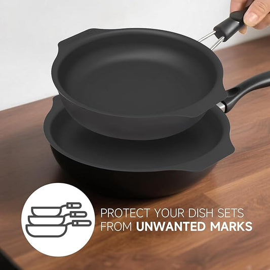Silicone Pan Protectors & Separators for Stacking (10 & 12 Inch) - Non-Toxic, Heat-Resistant Pads | Dishwasher Safe, Durable Cookware Protector (Black, Mixed)