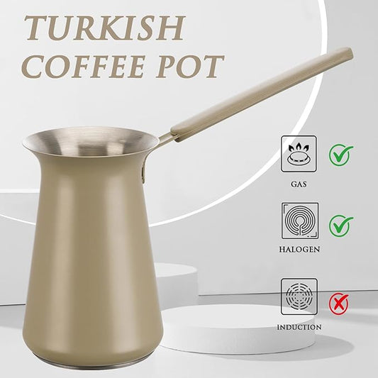 Turkish Coffee Pot - Gifts for Family &Friends,Cezve/Ibrik Coffee Pot for Stovetop,Briki Greek Turkish Pot with Heat-Resistant Rubber Handle,Milk Warming Pot,Arabic Tea Pot