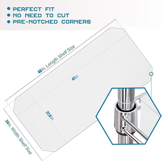 BRIAN & DANY Wire Shelf Liner 24" X 48", Heavy Duty Shelf Liners for Wire Shelving, Waterproof Protector Mats, Set of 4, Transparent