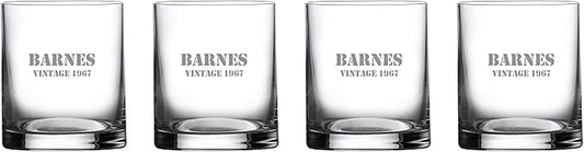Waterford Marquis Personalized Moments Double Old Fashioned Glasses, Set of 4 Custom Engraved Crystal Whiskey/Rocks Glasses for Bourbon, Scotch, Liquor, Home Bar Accessories