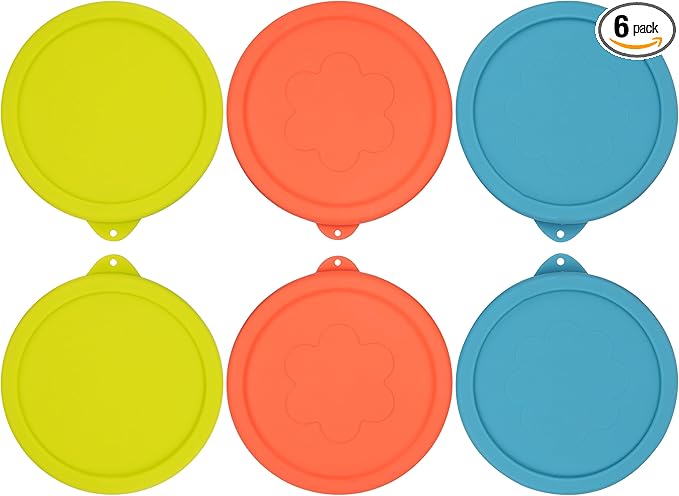 1 Cup Silicone Replacement Lids Storage Cover for Pyrex 7202-PC and Anchor Hocking Glass Bowls (Container not Included) 6 Pack Microwave, Dishwasher and Freezer Safe