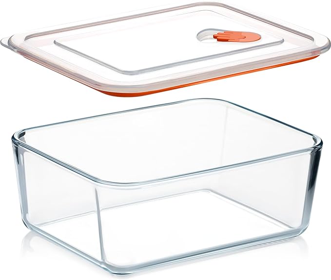 NUTRIUPS 2.6QT Deep Glass Baking Dish with Lid,(9×7in )Deep Rectangular Glass Baking Dish for Oven