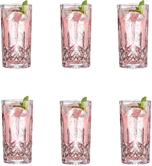 Drinking Glasses, Crystal Glass Cups, Mixed Glassware Set, Crystal Old Fashioned 11oz Highballs and 11oz Whiskey Glasses, Great for Cocktail, Whisky and other Beverages (Style 2,Set of 6)