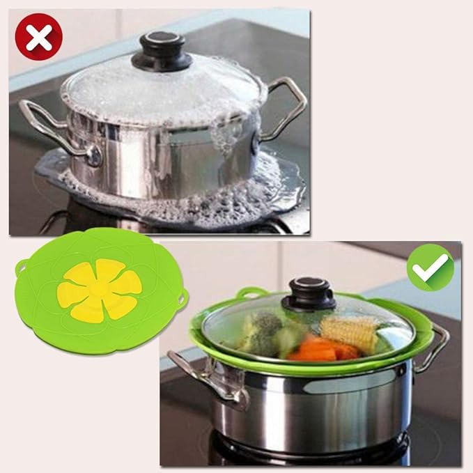 2 Pack Spill Stopper Lid Cover, 10.2 inch and 11 inch, Boil Over Spill Stopper, Microwave Splatter Food Cover, BPA-Free Silicone Lids and Dishwasher Safe, for Home Kitchen