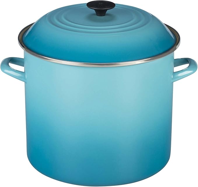 Le Creuset 5-Piece Cookware Bundle: 4-1/2 QT Round Dutch Oven, 8 QT Covered Stockpot, and 10" Toughened Nonstick Pro Fry Pan - Caribbean
