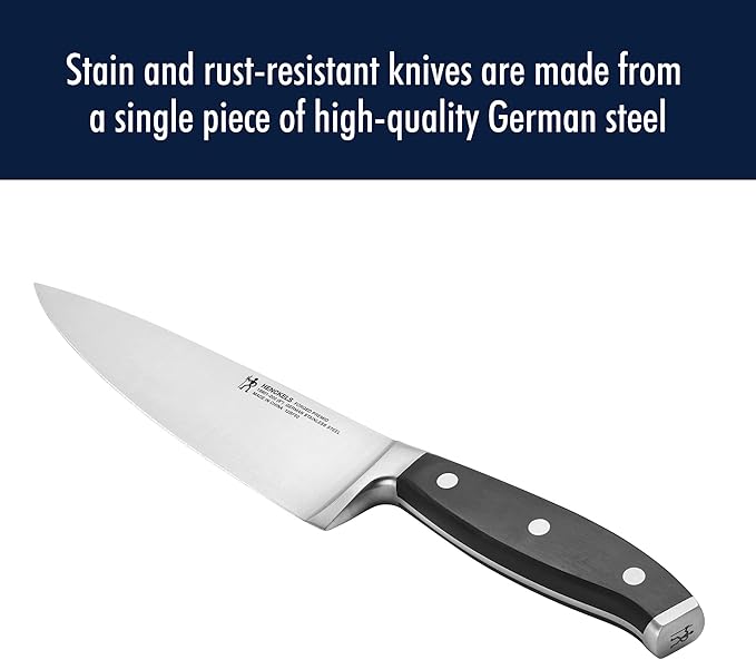 HENCKELS Forged Premio Razor-Sharp 8-Inch Chef Knife, Black, German Engineered Informed by 100+ Years of Mastery