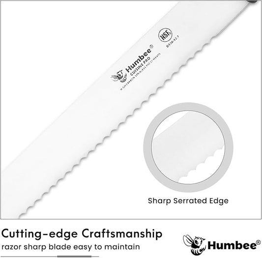 12-Inch Serrated Bread Knife, Premium High Carbon Stainless Steel Blade Knife for Bread with Ergonomic Handle, NSF Certified, DT-30 Series, Orange