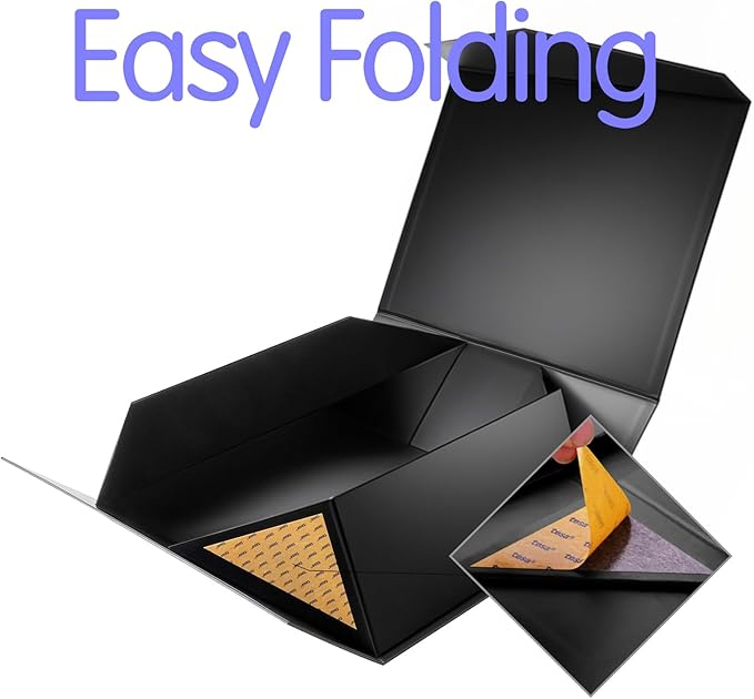 19.2x15.8x7 Inches, Extra Large Gift Box with Lid, Groomsman Proposal Box with Magnetic Closure, Giant Gift Box for Clothes and Large Gifts (Glossy Black)