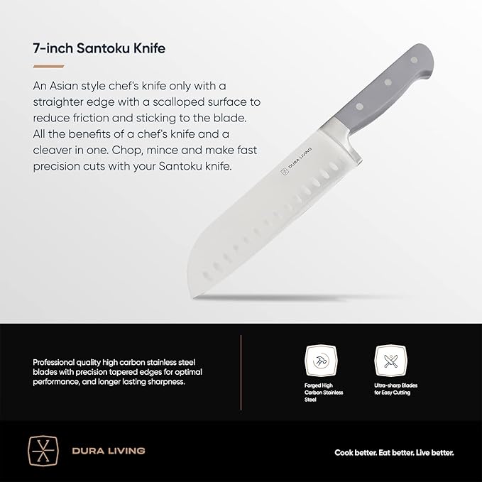 7-Inch Santoku Knife - Razor-Sharp High-Carbon Stainless Steel Blade, Forged Ergonomic Riveted Handle, Chef Knife for Chopping, Slicing & Dicing, Multipurpose Kitchen Knife, Home Chef
