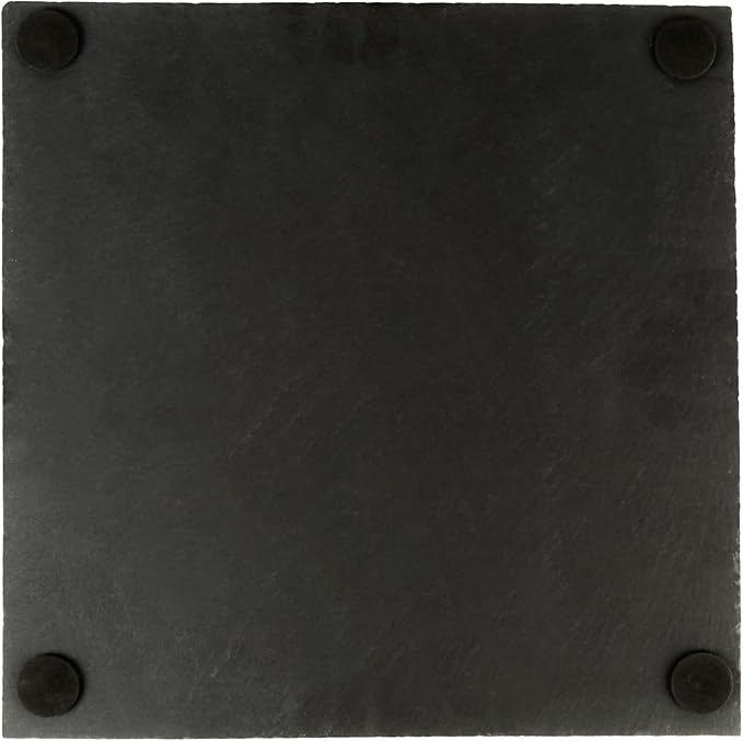 Restaurantware Slate Serving Tray 1 Pack of 12 x 12" Foam Feet Charcuterie Stone Plate Rustic Edges Freezable Black Square Serving Display Cheese Board for Kitchen, Gourmet, Dining, Parties
