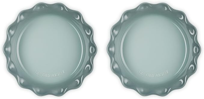 Le Creuset Stoneware Set of 2 Heritage Fluted Pie Dish, 9", Sea Salt