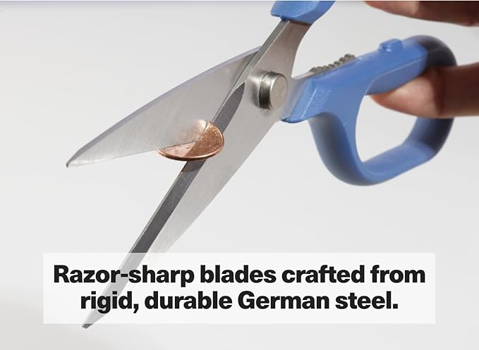Misen Heavy Duty Kitchen Shears - Comfortable Ambidextrous Scissors for Meat, Poultry, Herbs & More - Easy to Clean - German Stainless Steel - Blue
