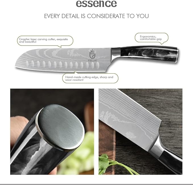 FULLHI Knife Set, 14pcs Japanese Knives Set, Multiple Colour Premium German Stainless Steel Chef Knife Set