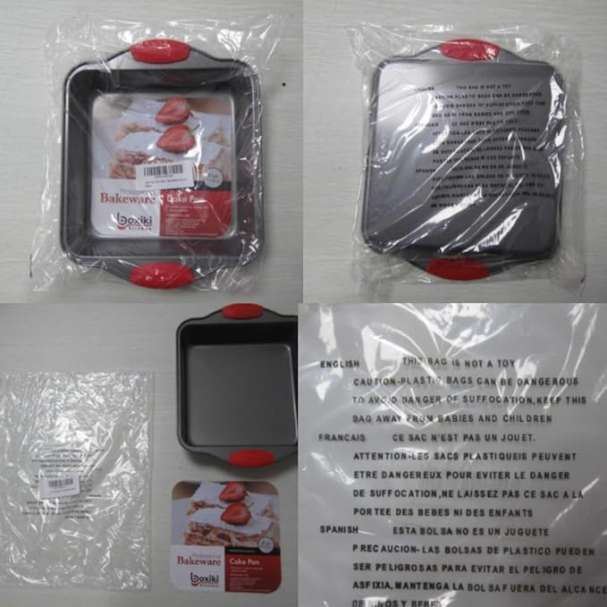 Boxiki Kitchen Non-Stick Steel 8x8 Square Baking Pan Durable, Convenient, and Premium Quality Non-Stick Baking Mold Bakeware.