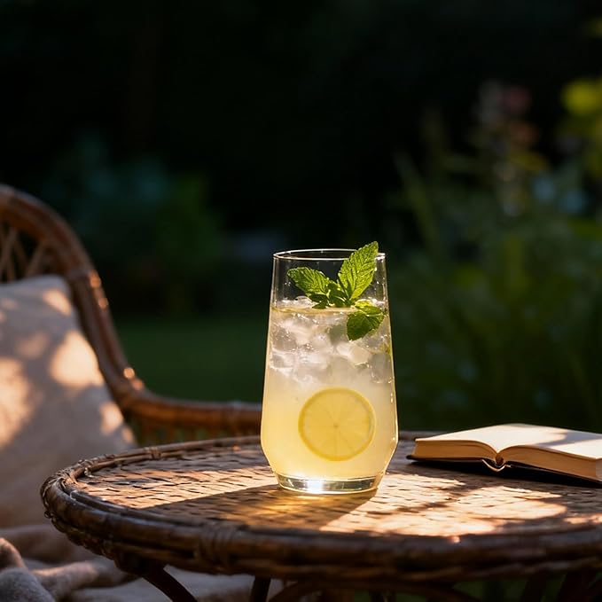 Drinking Glasses Set of 6, 16.4oz Highball Glasses, Crystal Clear Tall Glass Cups for Cocktail, Juice, Iced Tea, Mojito and Smoothies, Dishwasher Safe Glassware Set