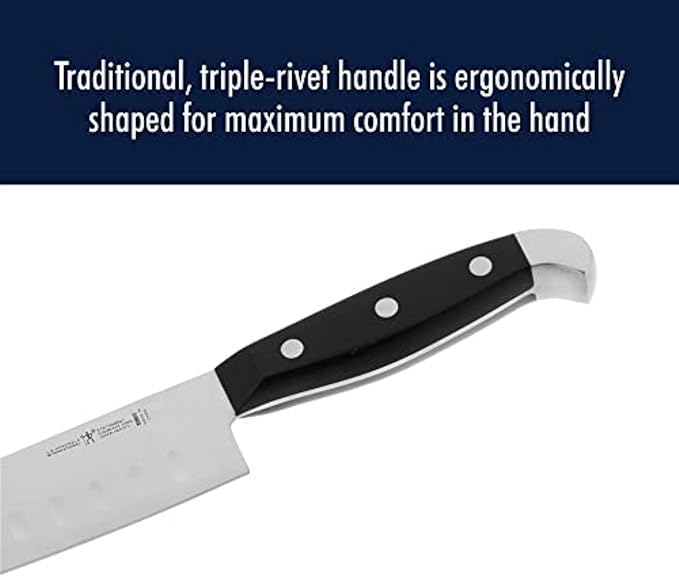 HENCKELS Statement Razor-Sharp Hollow Edge Santoku Knife 5 inch, German Engineered Informed by 100+ Years of Mastery, Black/Stainless Steel