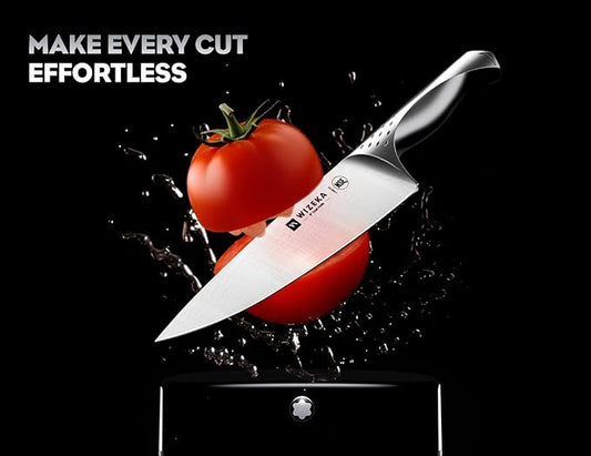 WIZEKA Kitchen Knife Set with Block: Razor Sharp 15 Pcs Professional Chef Knife Set with Knife Sharpener, Food Grade German Stainless Steel Knife Block Set, Jaguar Series