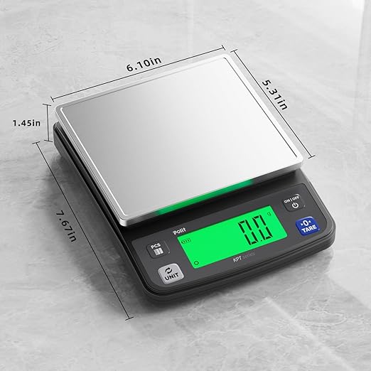 Polit Digital Food Scale KPT EVO 13lb/6kg|Rechargeable Kitchen Scale with LCD Display & Stainless Steel Top|0.5g/0.02oz Accuracy Baking Scale for Cooking, Counting, and Measuring Grams & Ounces