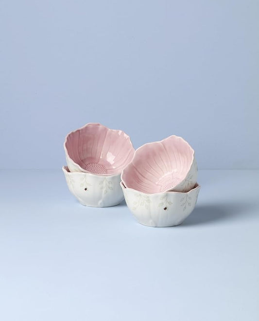 Lenox 897769 Butterfly Meadow Floral Dessert Bowls, Pink, Set of 4