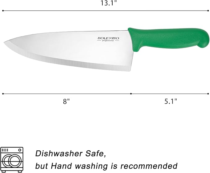 8 inch Japanese High Carbon Stainless Steel Chef Knife, Professional Extra Sharp Wide Cook Knife with Non-slip Ergonomic Handle, for Kitchen Home Restaurant