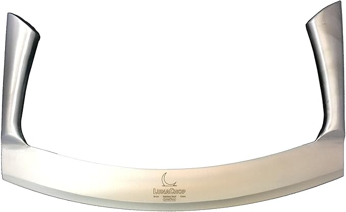 Mezzaluna Knife (Pizza Cutter) Vegetable Chopper for Chopped Salad, Industrial Pizza Rocker Knife (14 Inch Blade)