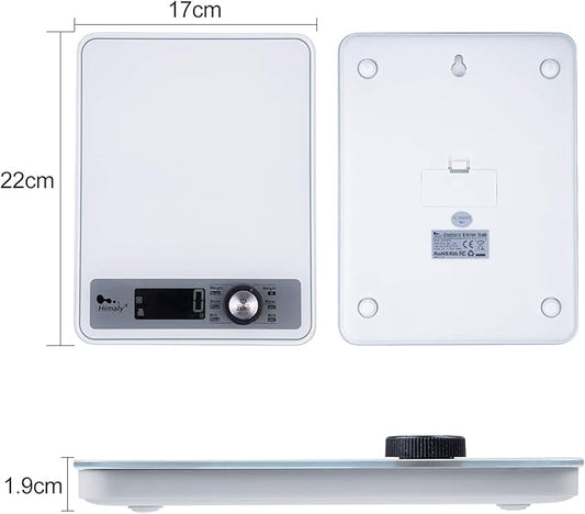 Digital Food Scale, Kitchen Scale for Cooking, Baking, and Weight Loss, 1g/0.03oz Precise Graduation, Tempered Glass (White)