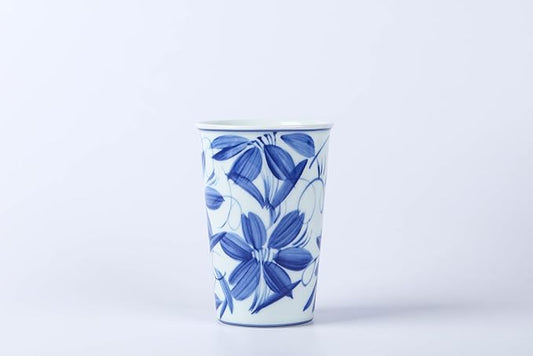 14 oz ceramics Handmade blue and white Retro Coke cups coffee tea set of 4 china Coffee Mugs for Tea, Milk,Dishwasher and Microwave Safe,Free gift soft silicone cover and gift box