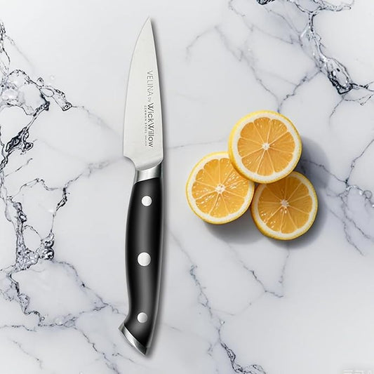 3.5" Paring Knife – Razor Sharp German Steel DIN1.4116 – Precision Fruit & Vegetable Knife for Peeling & Trimming – Full Tang & Ergonomic Handle – Gift Box – Velina Series
