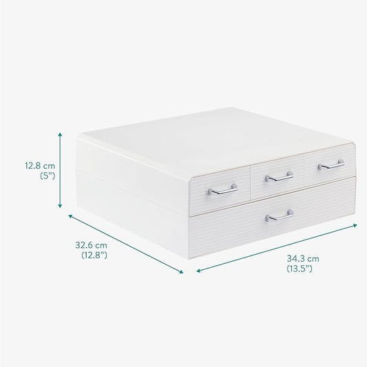 Navaris Coffee Pods Holder in Cream - Coffee Machine Stand and Pod Capsule Storage Drawer - Capsule Holders with 4 Drawers for Maximum Organisation - Easy to Clean - Modern Design