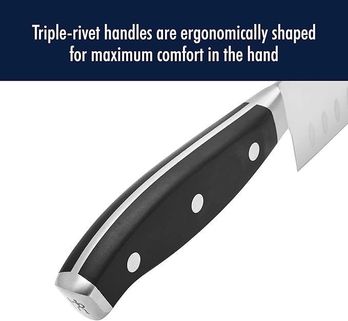 Henckels Forged Premio Hollow Edge Santoku Knife, 7-inch, Black/Stainless Steel