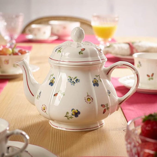 Villeroy & Boch Petite Fleur Teapot with Lid, 34 oz, Premium Porcelain, Multicolor