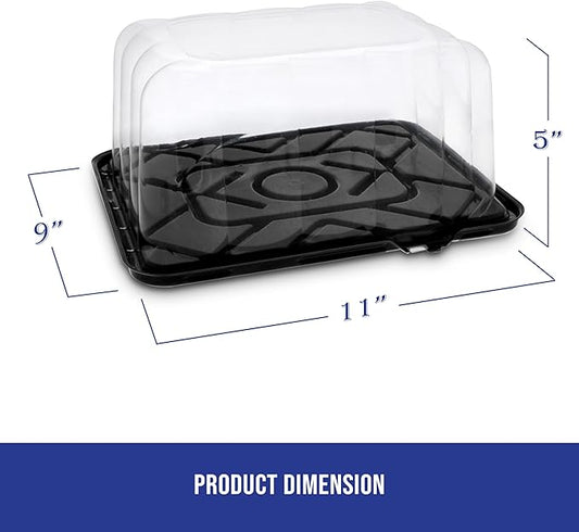 MT Products Clear Plastic Rectangular Bakery Boxes 11" x 9" x 5" - 1/8 Sheet Disposable Cake Containers with lids - Pack of 5