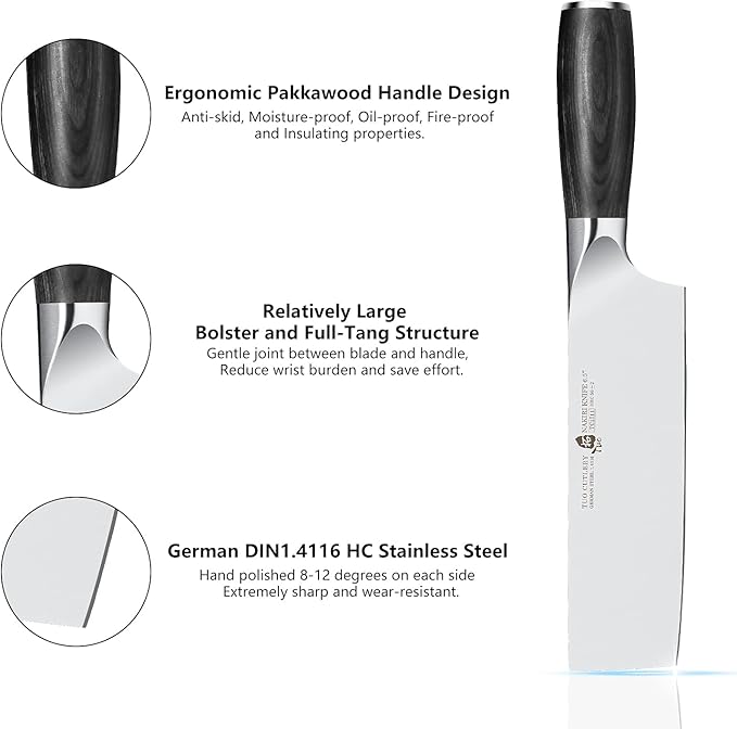 TUO Nakiri Knife 6.5 inch Japanese Chef Knife Vegetable Fruit Cleaver Usuba Knife German Super Steel Ergonomic Pakkawood Handle with Gift Box-Goshawk Series Fathers day gift