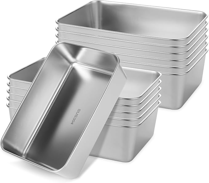 12 Pack Stainless Steel Loaf Pan 8.5 x 5.5 Inch Banana Bread Pan for Homemade Bread Loaf Pans for Baking Bread Tin Sourdough Bread Baking Pan Metal Sandwich Loaf Bread Pans for Meatloaf, Cake