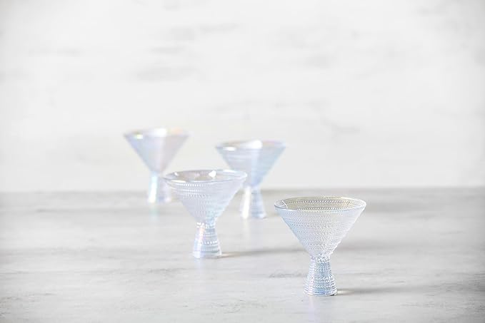Fortessa Jupiter Beaded Hobnail Glass, 11.5 Ounce Martini (Set of 4), Iridescent