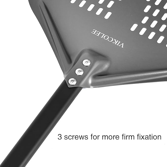 Perforated Pizza Peel, 14 x 16 Inch Rectangular Pizza Turning Peel, Professional Anodized Aluminum Turning Pizza Spatula, 34 inch overall