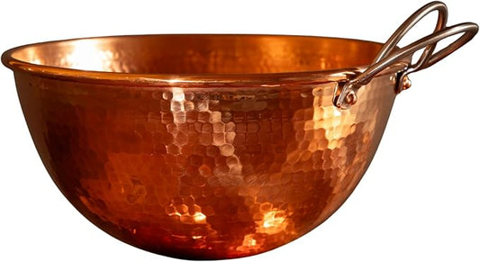Sertodo Copper Mixing Bowl | 1.5 qt, 8-inch diameter | 100% Pure copper, heavy gauge, hand hammered | Whip egg whites to perfection | Not for salads