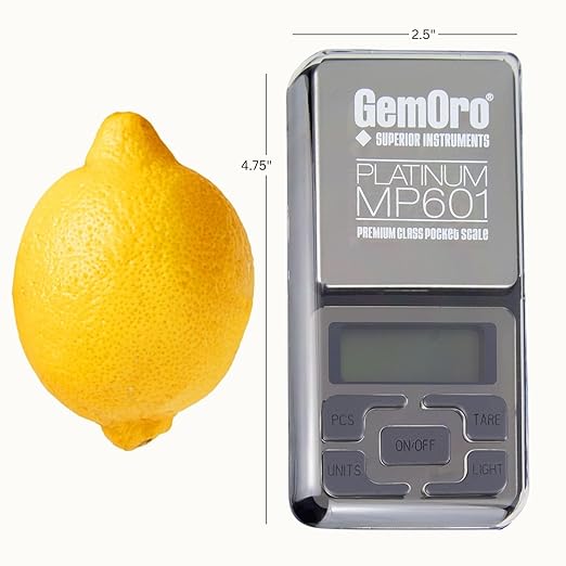 GemOro Platinum MP601 Jewelry Scale | Durable Precise Jewelers Premium Class Pocket Kitchen Scale | Digital Precision Tool | Expert Professional Reading & Accuracy 600g x 0.1g