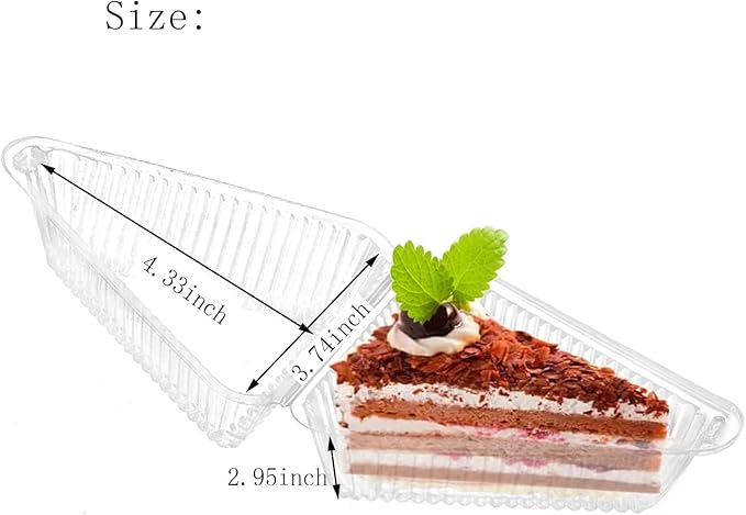 200 Pieces Cake Slice Plastic Containers with Lids 5 Inches Hinged Lid Cheese cake Container, for Home, Bakery and Cafe