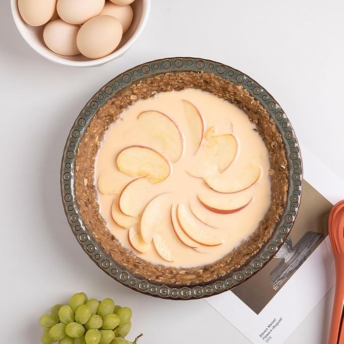 Sweejar Ceramic Pie Pan for Baking,Round Baking Dish Pan for Dinner 10 Inches, Pie Dish Non-Stick Pie Plate for Quiche, Tart, Cake, Pumpkin Pie, Pot Pies (Brown)